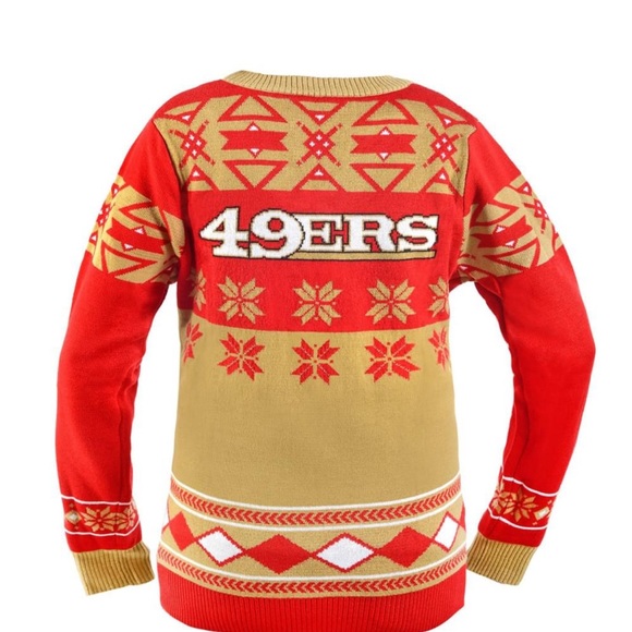 San Francisco 49ers NFL Women’s V Neck Christmas Sweater ❤️💛 - Picture 2 of 7